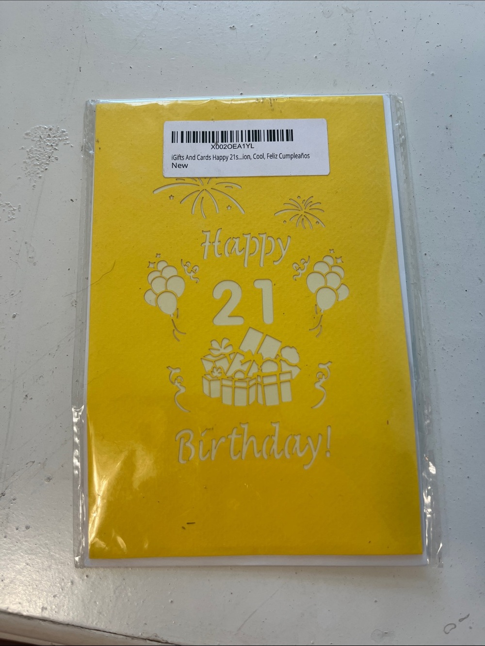 iGifts and Cards Happy 21st Birthday Yellow Cut Out Card with Envelope